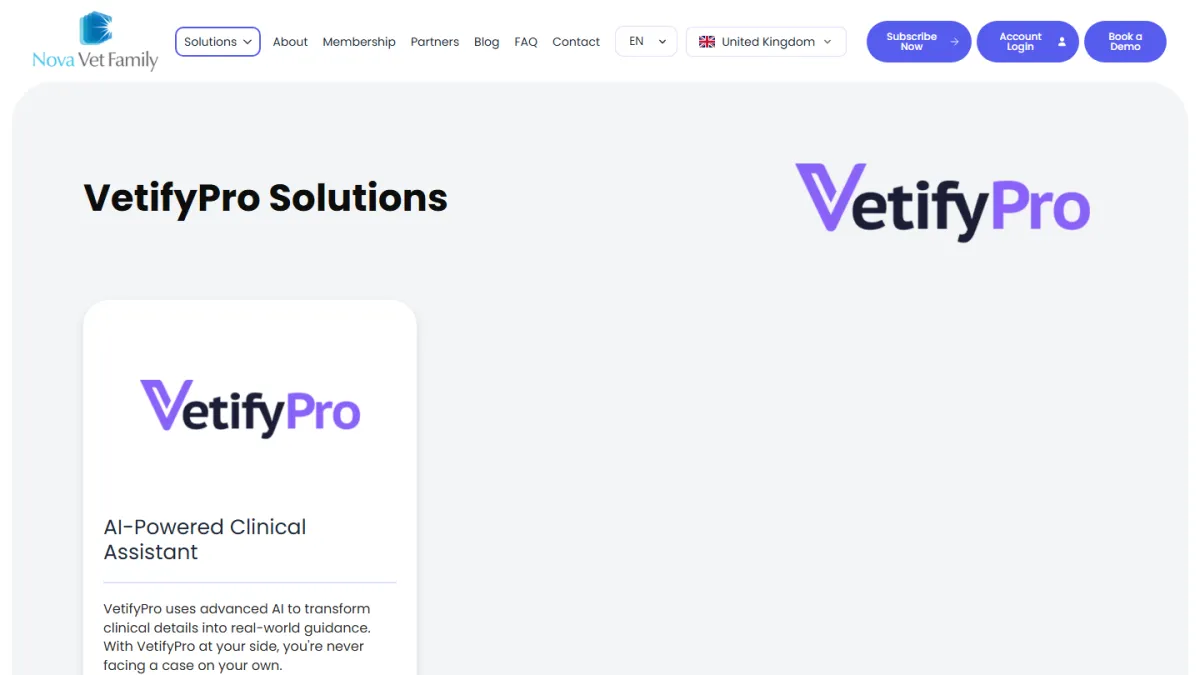 The VetifyPro website